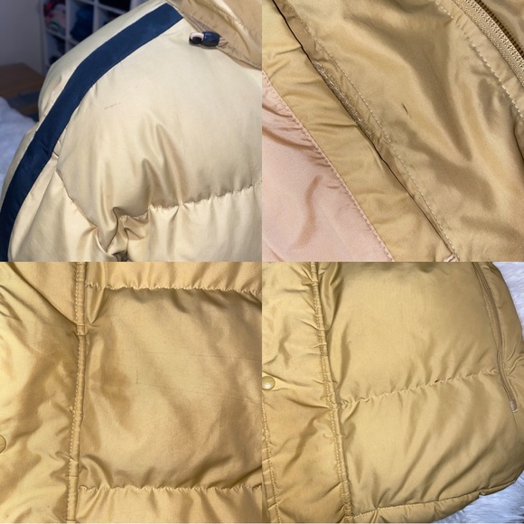 Nike | Rare Vintage Down Puffer Jacket Full Zip Hooded Muted Yellow Black Stripe - Picture 13 of 16